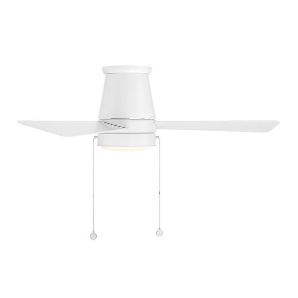 Hug 44 in. Indoor/Outdoor Matte White 3-Blade Pull Chain Ceiling Fan Selectable CCT Integrated LED