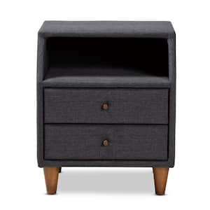 Claverie 2-Drawer Charcoal Nightstand