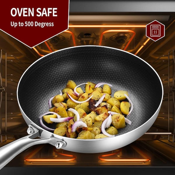 Lynzavix 8.5 qt. Tri-Ply Clad Stainless Steel Nonstick Saute Pan