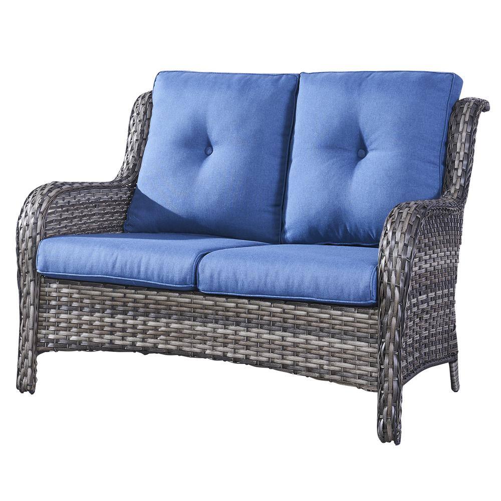 Pocassy 2-Seat Wicker Outdoor Loveseat Sofa Patio with CushionGuard ...