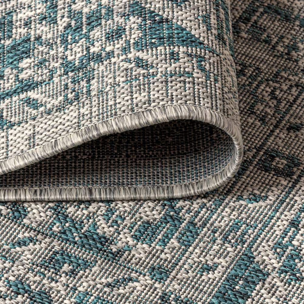 Rozetta Boho Medallion Gray/Teal 2' x 8' Synthetic Runner Rug