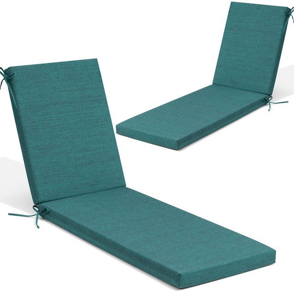 71.5 in. x 20.5 in. CushionGuard Outdoor Chaise lounge Cushion in Green (2-Pack)
