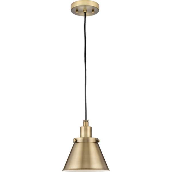Hinton Collection 8-1/4 in. 1-Light Vintage Bronze Pendant with Metal Shade