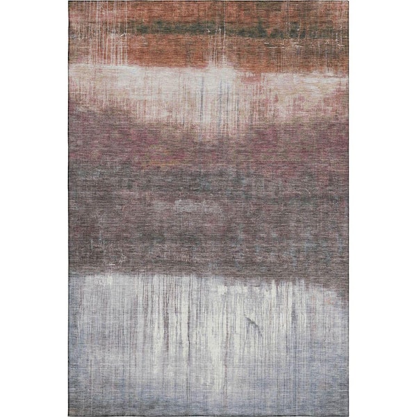 Mayfield Premium Machine Washable Abstract AMF2118 Paprika 10 ft. x 14 ft. Area Rug