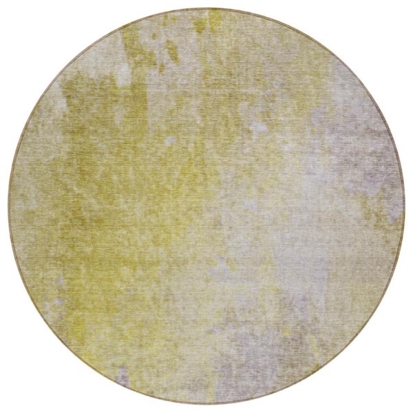 Addison Rugs Chantille ACN562 Gold 8 ft. x 8 ft. Round Machine Washable Indoor/Outdoor Geometric Area Rug