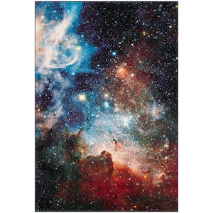 Galaxy Purple/Multi 4 ft. x 6 ft. Abstract Area Rug