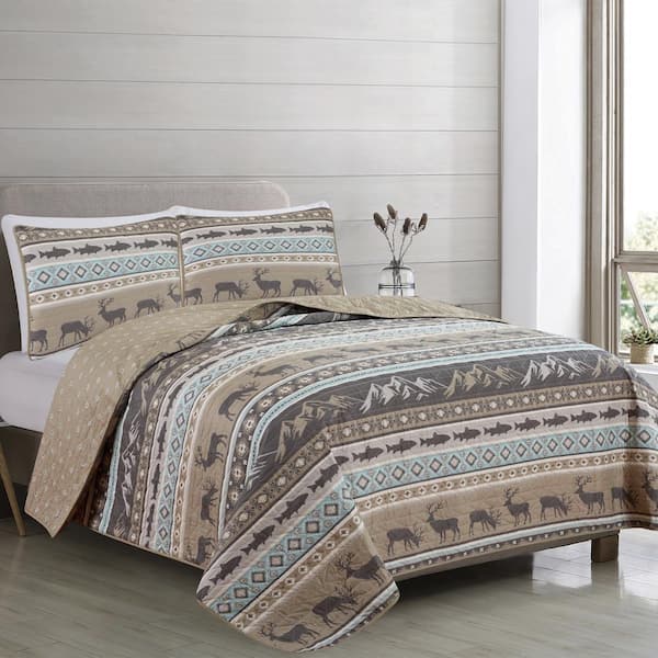 FRESHFOLDS Multi-Colored King Microfiber 3-Piece Quilt Set Bedspread