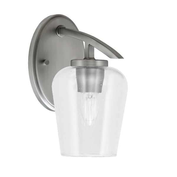 Unbranded Siena 1-Light Graphite Downlight Wall Sconce with Clear Bubble Glass Shade
