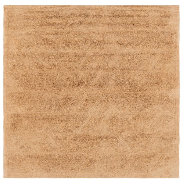 SAFAVIEH Easy Care Light Brown 6 ft. x 6 ft. Machine Washable High-Low Geometric Solid Square Area Rug