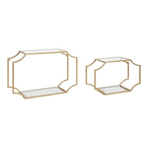 Ciel 6 in. x 18 in. x 12 in. Gold Metal Floating Decorative Wall Shelf Without Cubbies With Brackets