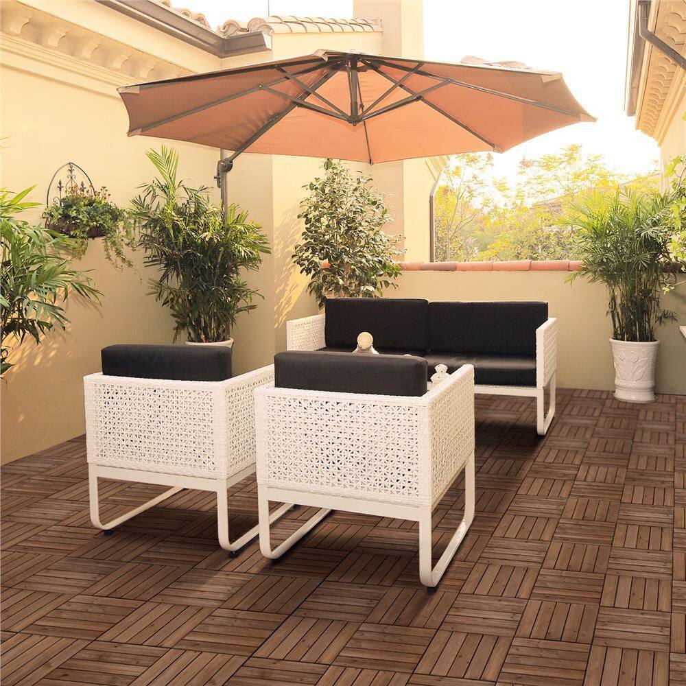 12 in. x 12 in. Interlocking Fir Wood Outdoor Deck Tiles