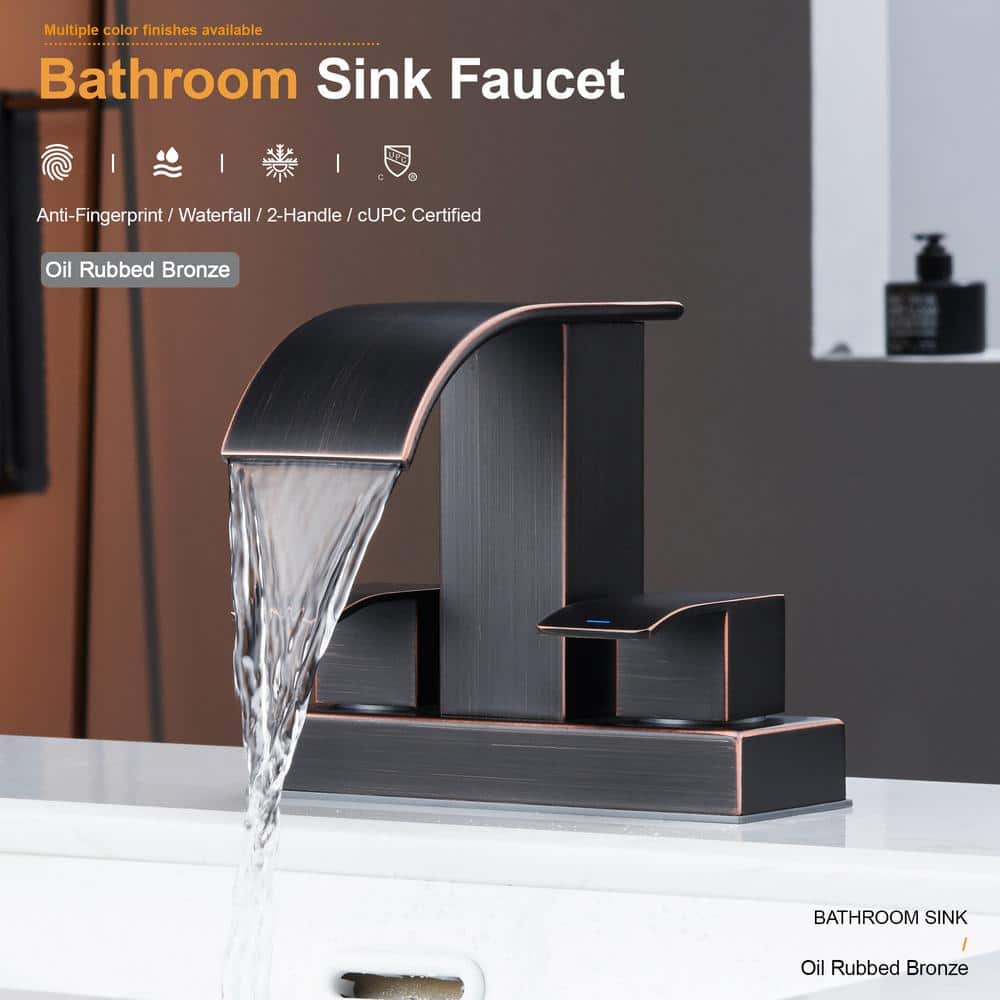Oil Rubbed Bronze Double Handle Waterfall Bathroom Faucet