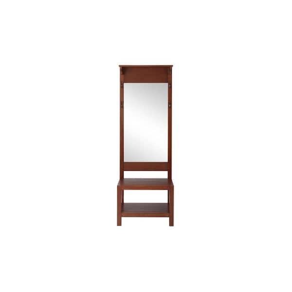 Home Decorators Collection Baythorn Walnut Finish Wood Hall Tree with Mirror (25 in. W x 72 in. H)