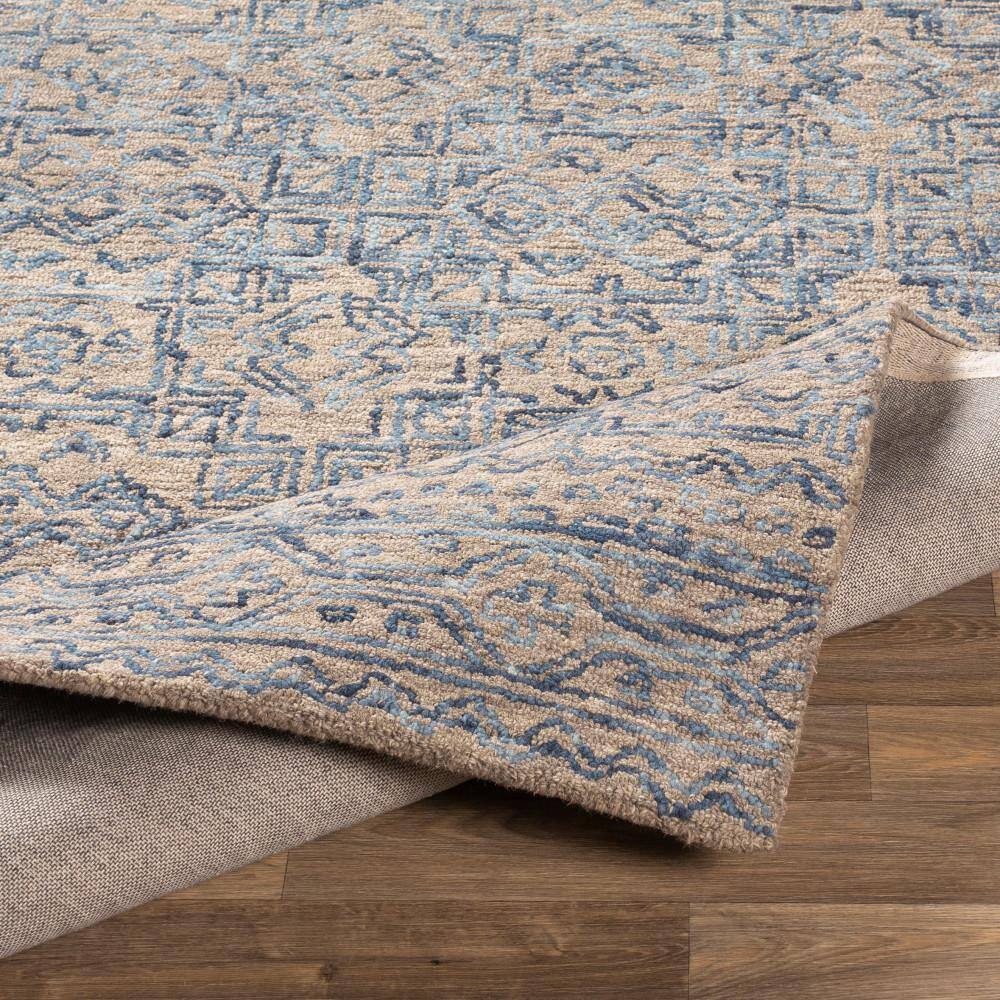 Blue Rectangular Handmade Wool Tufted Rug 2' x 3'