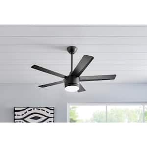 Merwry 48 in. Integrated LED Indoor Matte Black Ceiling Fan with Light Kit and Remote Control