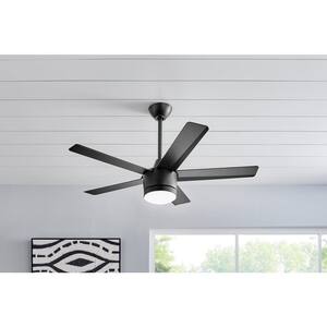 Merwry 48 in. Integrated LED Indoor Matte Black Ceiling Fan with Light Kit and Remote Control