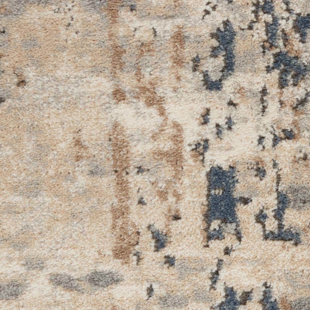 Beige Grey Abstract Synthetic 5' x 7' Reversible Rug