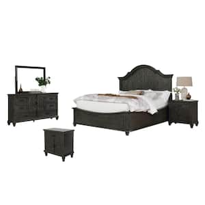 Panel 5-Piece Rustic Grey Queen Bedroom Set with Nightstand