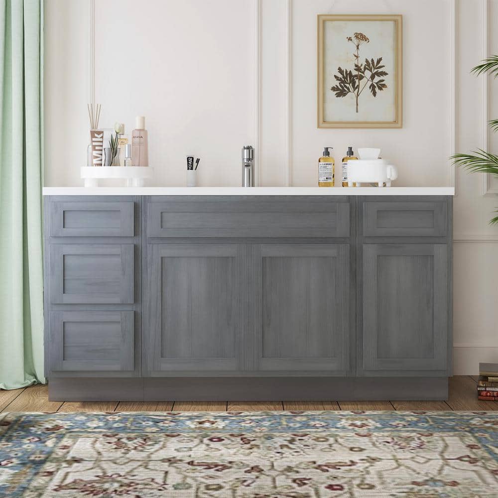 63 in. W x 21 in. D x 32.5 in. H Bath Vanity Cabinet without Top in Silver (Unassembled) price history on PriceWatchPro