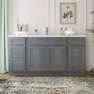 63 in. W x 21 in. D x 32.5 in. H Bath Vanity Cabinet without Top in Silver