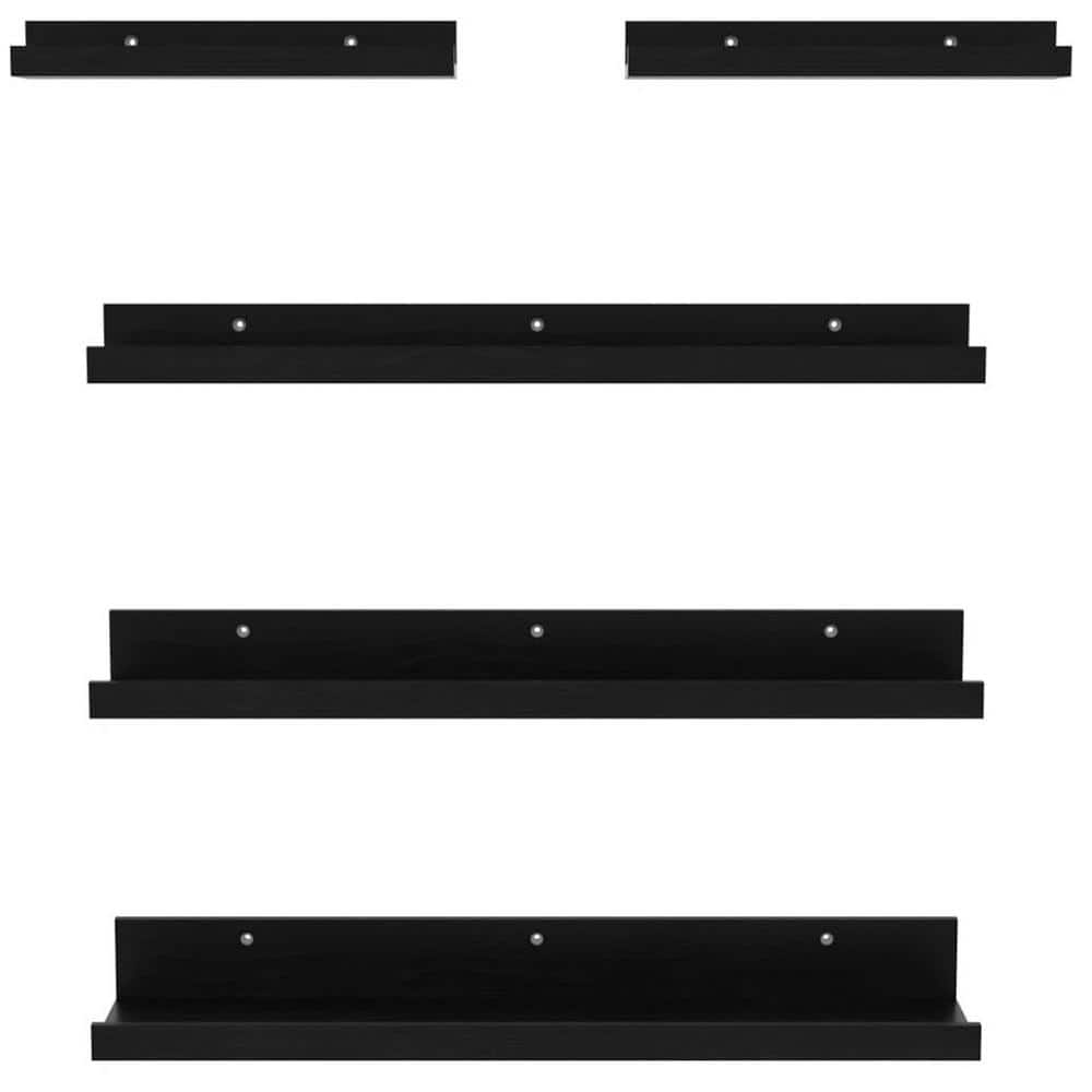 23.6 in. W x 5.5 in. D Black Floating Shelves Set of 5 Decorative Wall Shel