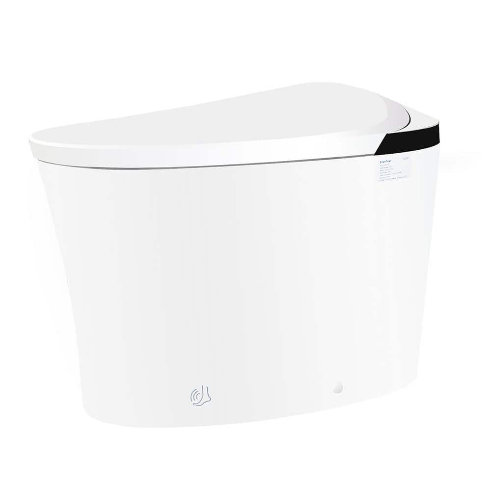 Elongated Electric Bidet Toilet 1.1/1.5 GPF in White with Heated Seat, Foot