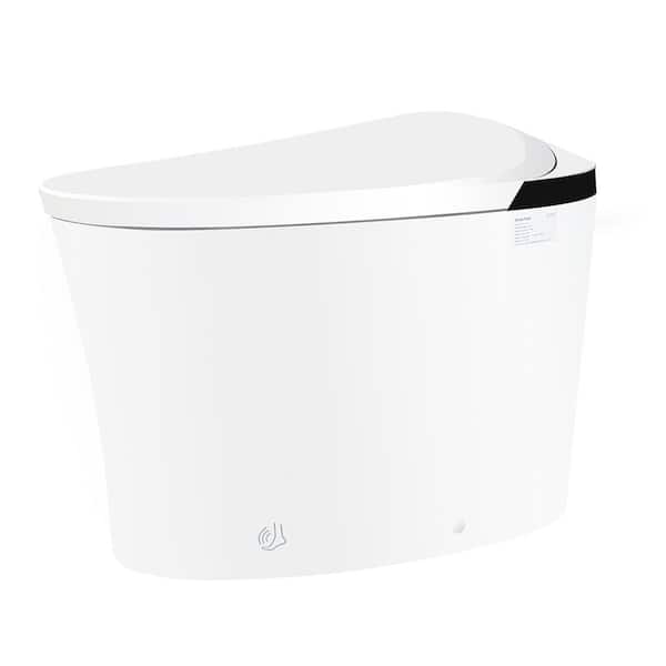 Elongated Electric Bidet Toilet 1.1/1.5 GPF in White with Heated Seat, Foot Sensor Auto Flush, Soft Close