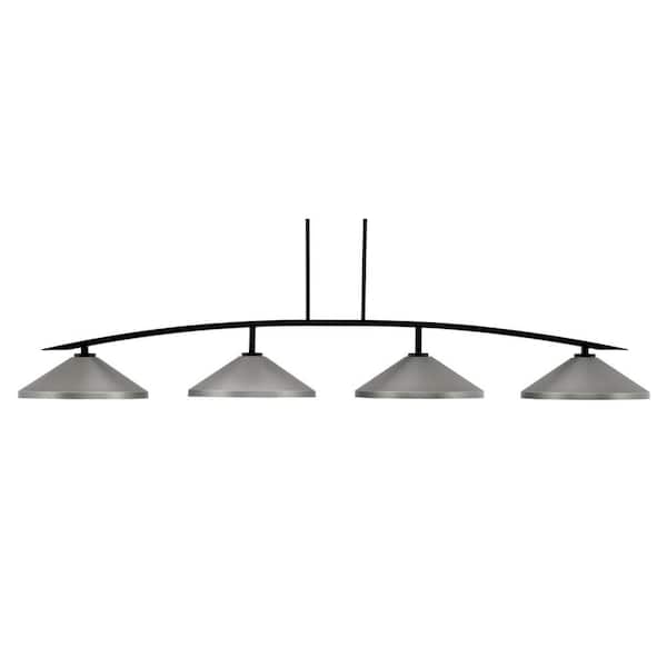 Siena 4-Light Matte Black Billiard Light with 14 in. Graphite Cone Metal Shades no bulbs included