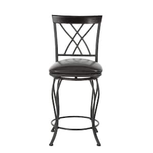 24 in. Black High Back Metal Bar Chair with MDF Seat Set of 2