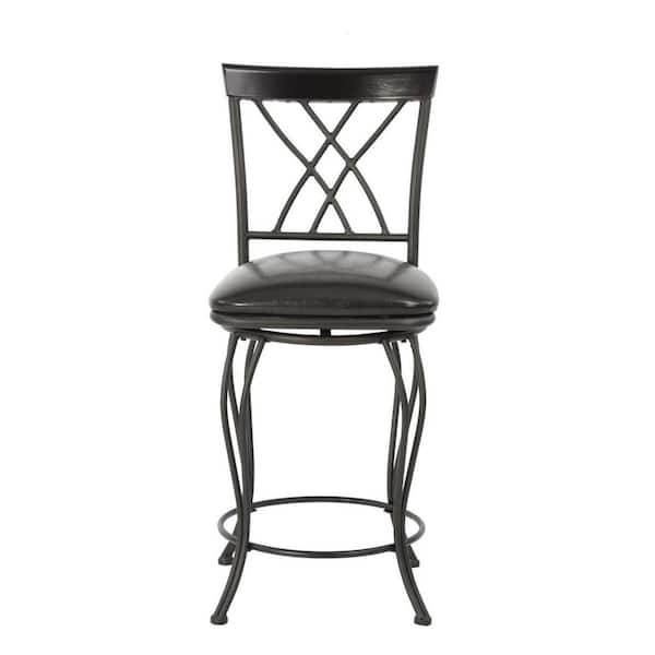 HomeRoots 24 in. Black High Back Metal Bar Chair with MDF Seat Set of 2