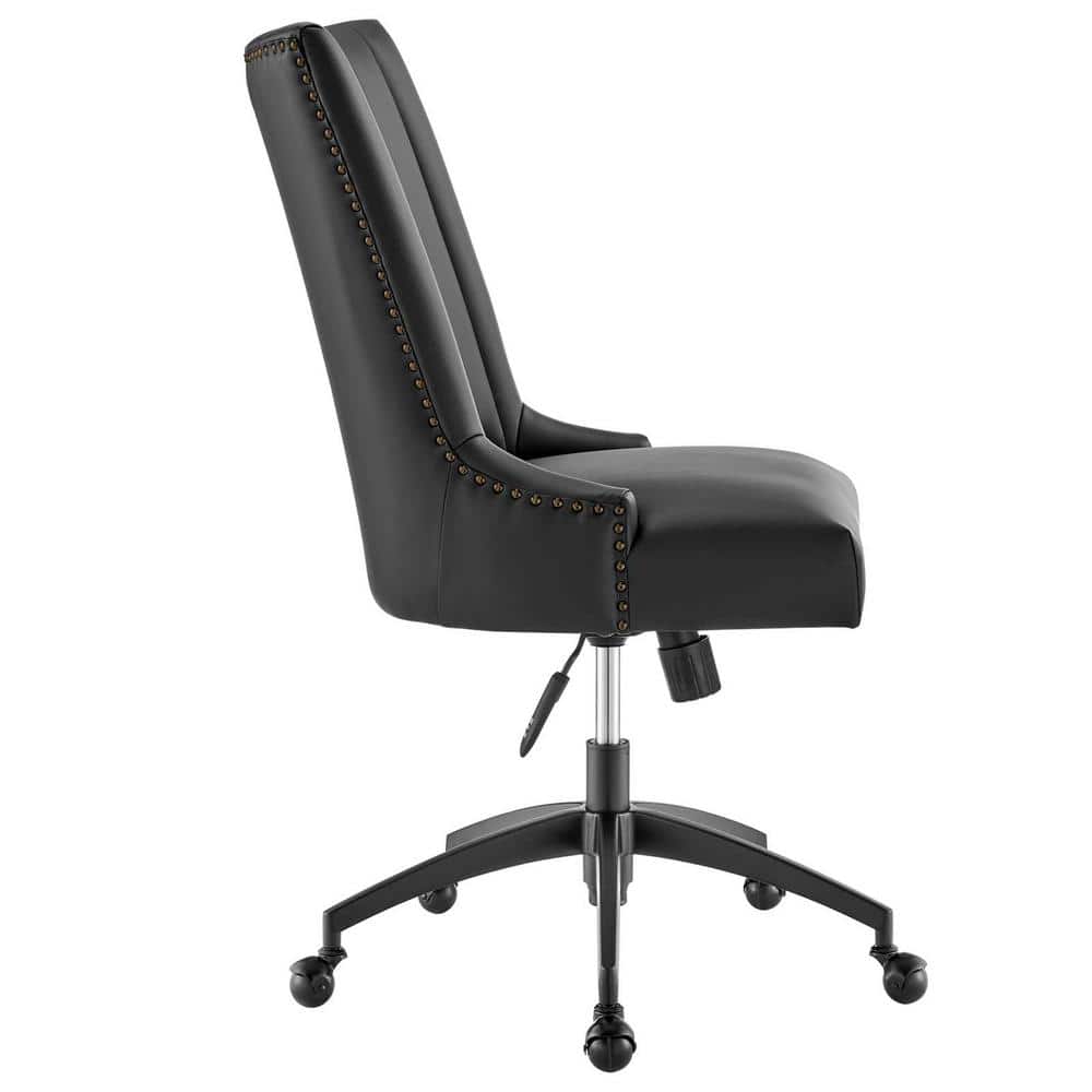 Empower Channel Tufted Black Vegan Leather Swivel Office Chair