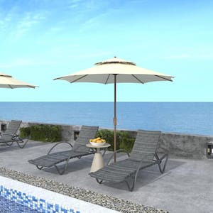 Gray Metal Aluminum Leisure Patio Outdoor Chaise Lounges (Set of 8) for Patio, Hotel, Deck