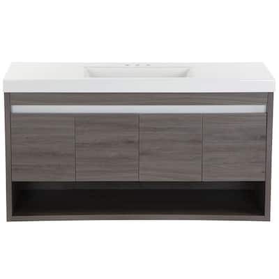 Wilby 48.5 in. W x 18.9 in. D Bath Vanity in Dark Oak with Cultured Marble Vanity Top in White with White Sink