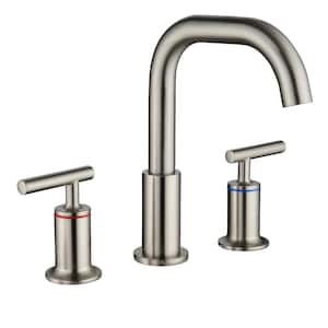 8 in. Widespread 2-Handle Bathroom Faucet with 360-Degree Rotation in Brushed Nickel