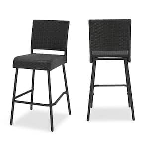 Timothy Plastic Faux Rattan Outdoor Patio Bar Stool (2-Pack)