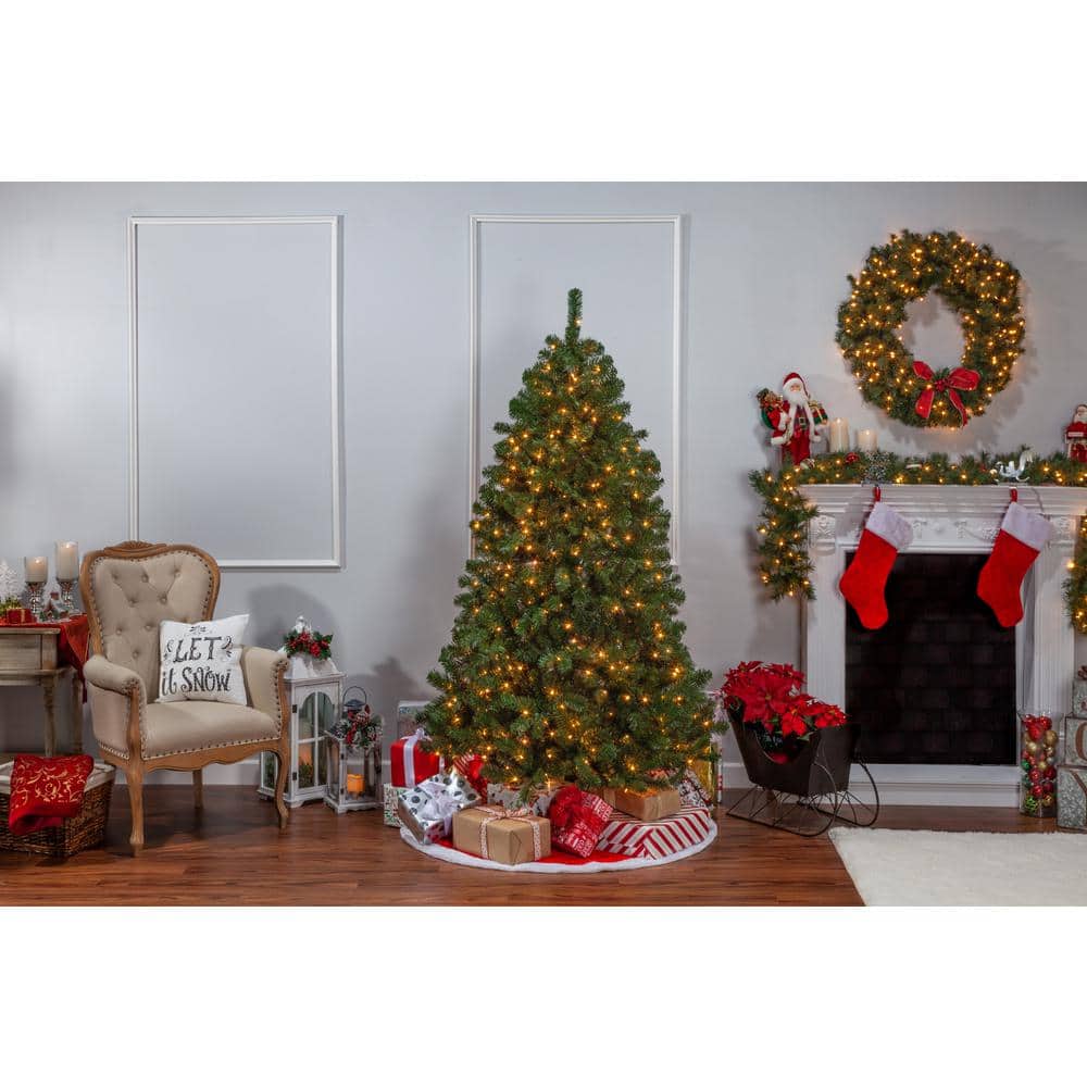 7-Foot Pre-Lit Green Pine Christmas Tree with Clear Lights