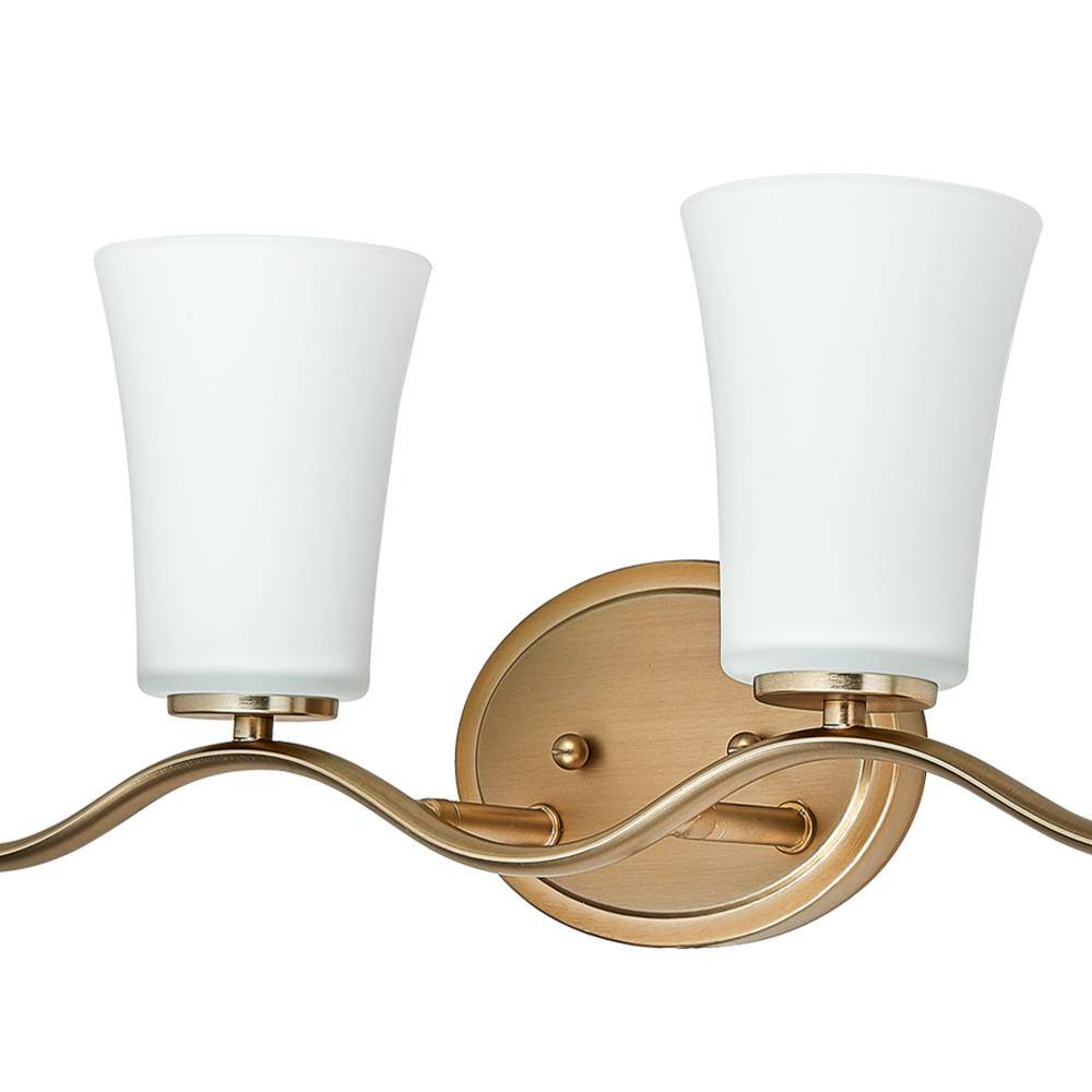 Gold 34.6" Vanity Light with White Glass Shades