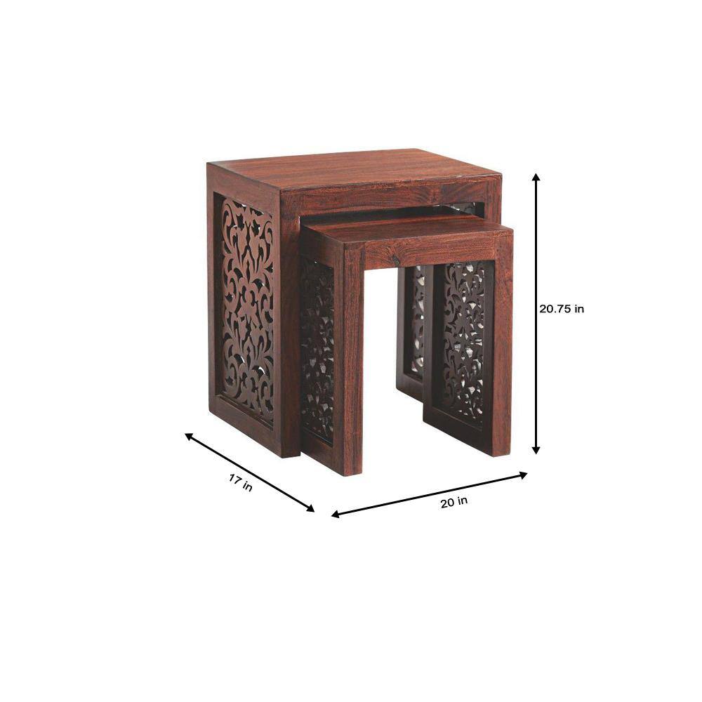 Maharaja Walnut Brown 2-Piece Nesting End Table - thumbnail 3