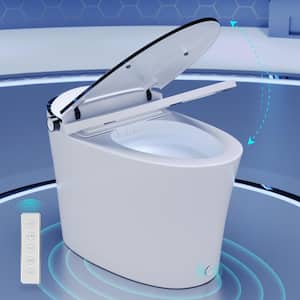 1.28 GPF Elongated Smart Toilet Bidet in White with Auto Close/Open/Flush, Heated Seat, Foot Sensor, UV Sterilization