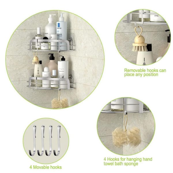 Dracelo Wall Mounted Bathroom Shower Caddies Adhesive Type Coner