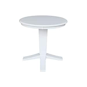 Aria White Solid Wood 30 in. Round Pedestal Dining Table, seats 2