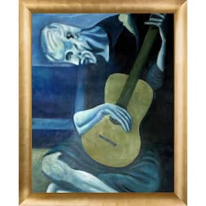 The Old Guitarist by Pablo Picasso Gold Luminoso Framed People Oil Painting Art Print 19 in. x 23 in.