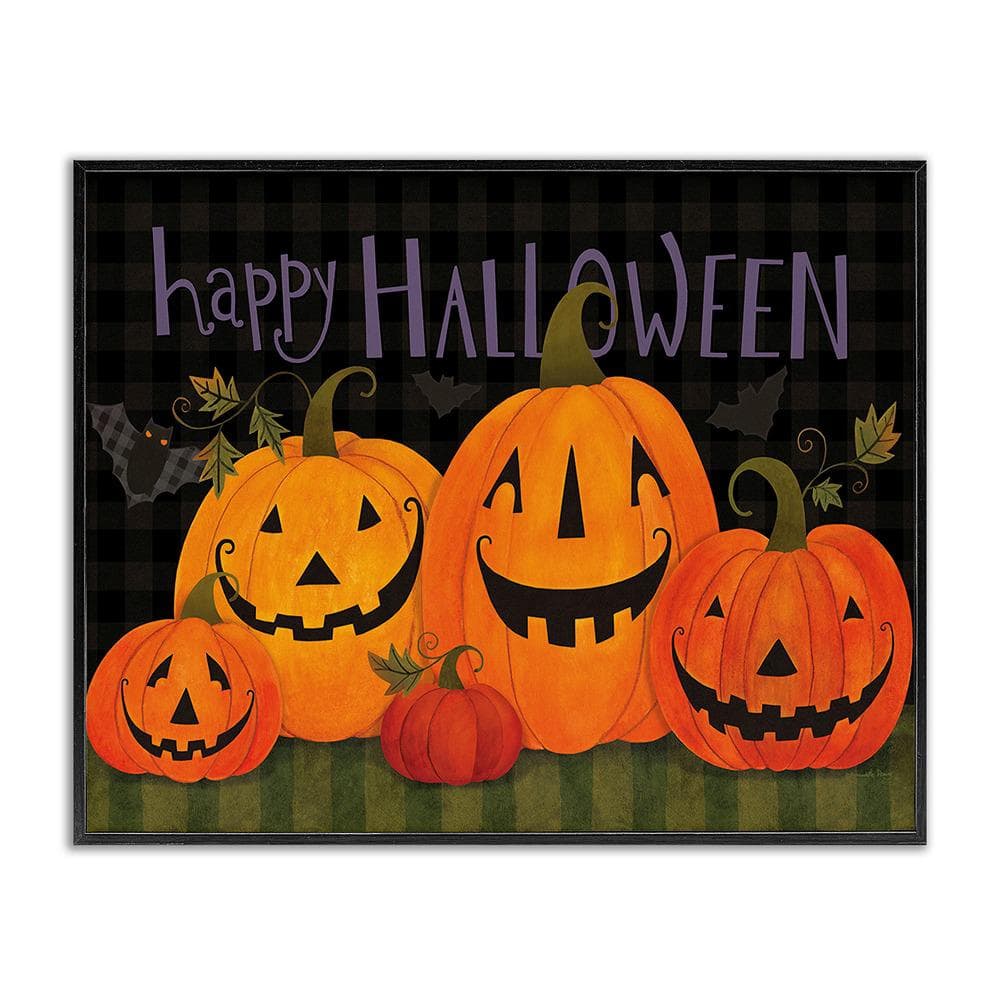 Halloween Smiling Jack-o-Lanterns by Bernadette Deming 1 Piece Framed Graphic Print Typography Art Print 20 in. x 16 in. price history on PriceWatchPro