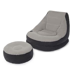 Twin Size Inflatable Chair with Ottoman in Black and Grey