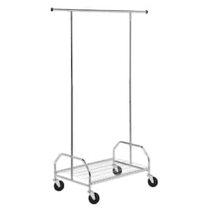 Chrome Steel Clothes Rack with Bottom Shelf 59.3 in. W x 66.73 in. H