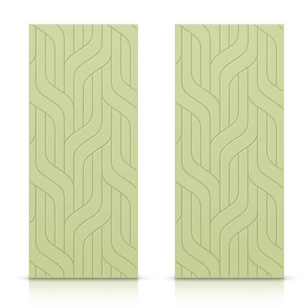 CALHOME 72 in. x 96 in. Hollow Core Sage Green Painted Composite MDF Interior Double Closet Sliding Doors