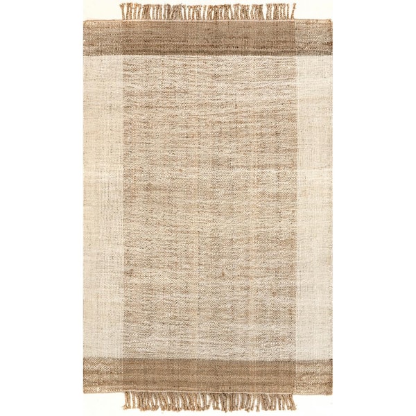 nuLOOM Fletcher Casual Jute Middle Tassel Natural 4 ft. x 6 ft. Coastal Area Rug