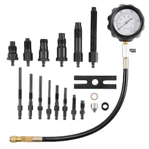Diesel Engine Compression Tester 18-Pieces Cylinder Pressure Test Tool Kit with 0-1000 Psi Gauge and Adapters