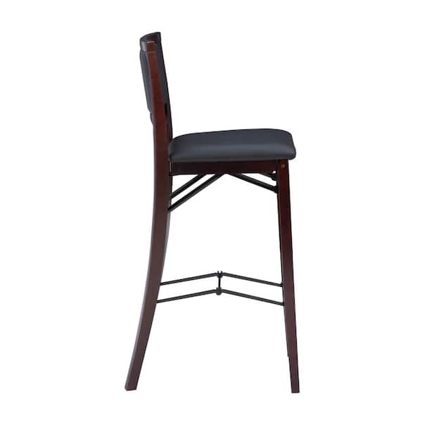 Keira Merlot Folding Barstool with Padded Seat and Back