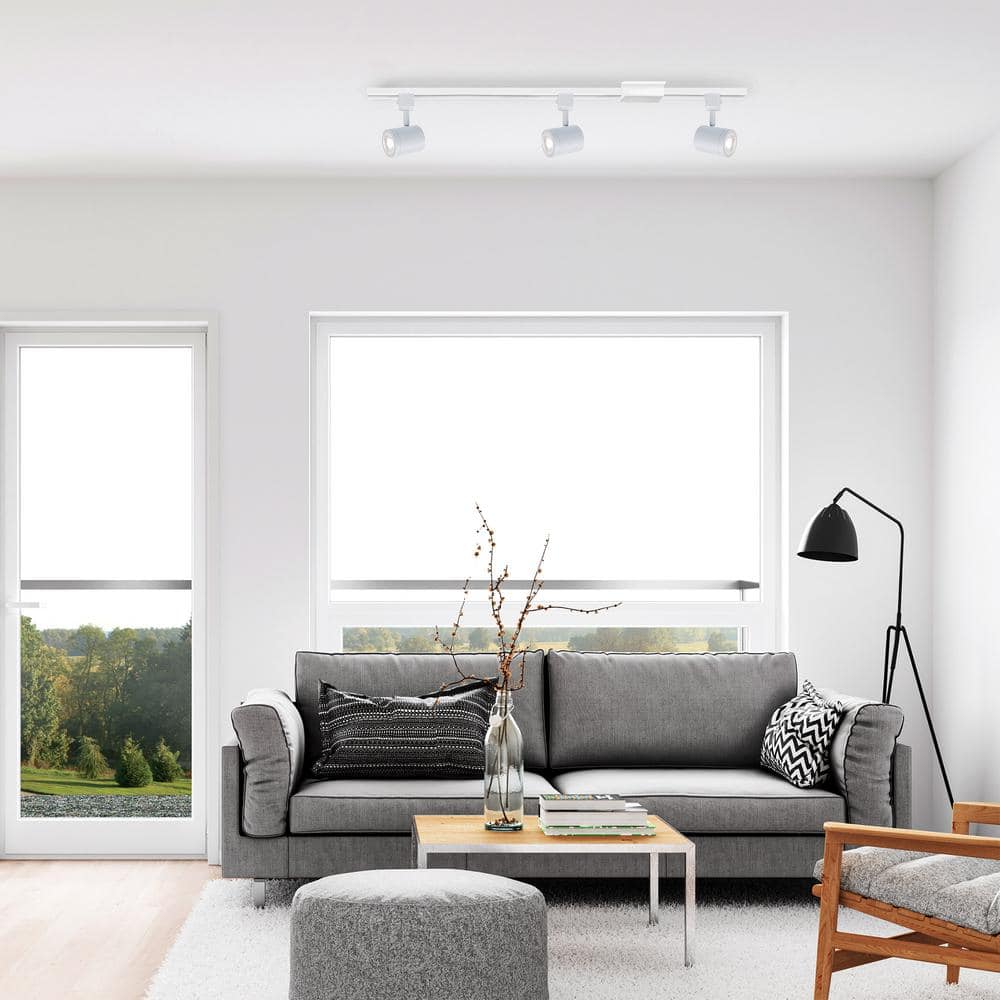 Sleek White 12-Light LED Track Head with Clear Glass Lens